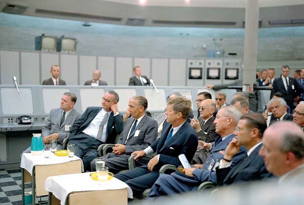President John F. Kennedy Attending a Briefing with Cabinet Members and Heads of Other Departments